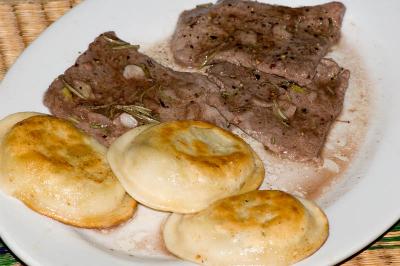 brachiole steak and pierogies