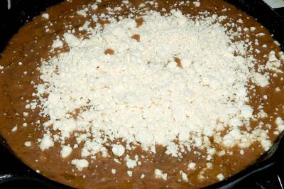 refried pinto beans and cheese