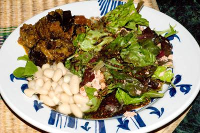 leftover grilled salmon with mesclun