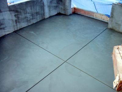 New concrete floor in Francesca's pottery studio.