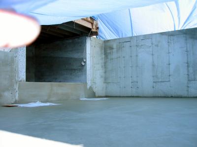 New concrete floor in Francesca's pottery studio.