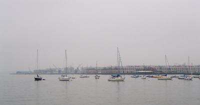 Foggy day at Boston Harbor