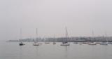 Foggy day at Boston Harbor
