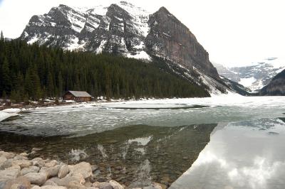 Lake Louise half frozen