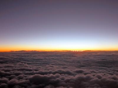 Sunset on clouds from 27,000'
