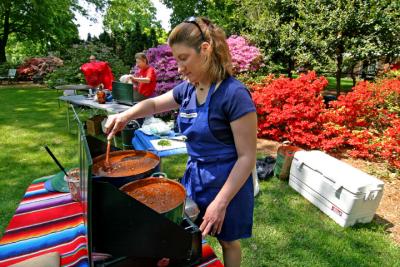 Beth Madden attends to her and husband Bills delicious entry while Wendy and Jamie get started