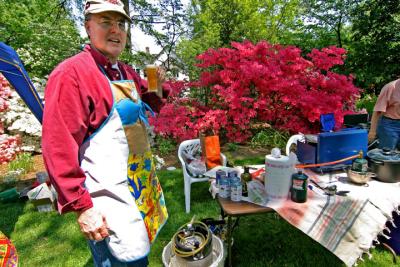 Wendell Ose takes a beer break