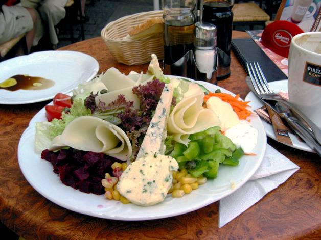 Cheese salad & Capuccino @ Cesky Krumlov