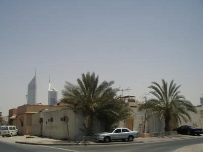 Old Arabic villa, emirates towers in the distance. I can now walk to the towers, to the best sushi in town.