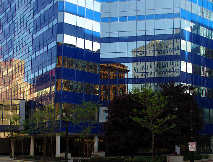 apartments relected in office building