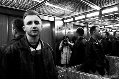 Sergei in the hotel elevator