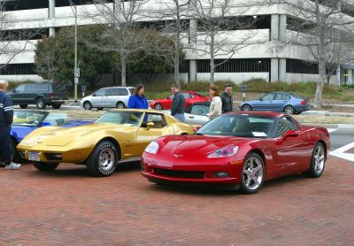 2005 Corvette and 1977 Corvette