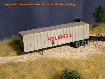 70's era Sea-Land 40 foot container with Chassis. Model by Bruce Rutherford