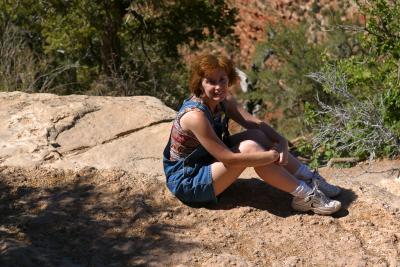Charlotte atop Grandview Point at Grand Canyon National Park.