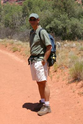 Hiking along Fay's Arch Trail in Sedona, Arizona. Temperature that day: 106+ degrees F. Not the best day for a hike. Minutes after this shot was taken, my socks spontaneously burst into flame.