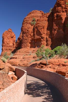The pathway that leads to the entrance of the Chapel of the Holy Cross in Sedona, Arizona.