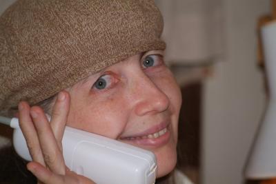 Deborah on the Phone with Her Sister June smallfile DSCF0001.JPG