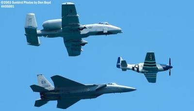 USAF Heritage Flight P-51D, A-10A and F-15 military heritage aviation air show stock photo #4460