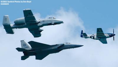 USAF Heritage Flight P-51D, A-10A and F-15 military heritage aviation air show stock photo #4214