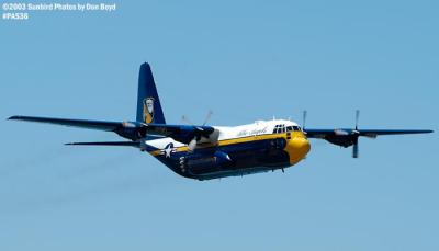 USMC Blue Angels C-130T Fat Albert (New Bert) #164763 high speed fly-by military aviation air show stock photo #4136