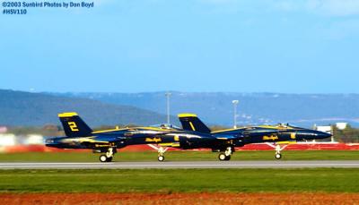 USN Blue Angels F/A-18 Hornets #1 and #2 military aviation air show stock photo #3823