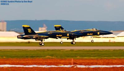 USN Blue Angels F/A-18 Hornets #1 and #2 military aviation air show stock photo #3824