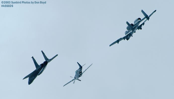 USAF Heritage Flight P-51D, A-10A and F-15 military heritage aviation air show stock photo #4212