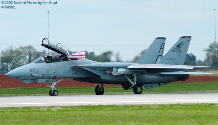 USN F-14 Tomcat from VF-101Grim Reapers fly the flag military aviation air show stock photo #3701