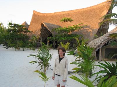 Anne and our dinner pavilion.JPG