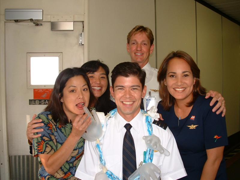 Congratulations from your crew - Wendy, Robyn, Capt. Bob & Donna (Notice the Special Lei of Rubber Gloves and Oshibori Towels!)