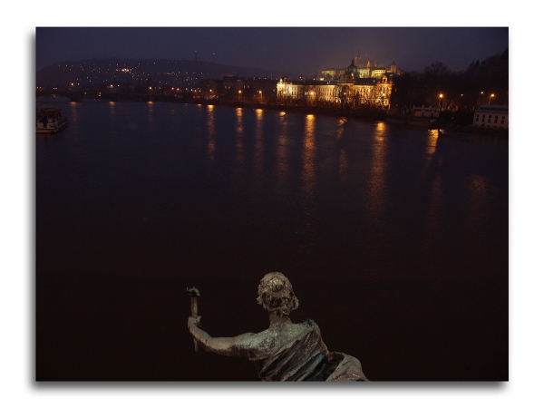 Statue guarding the river