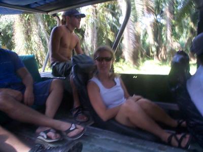 Ride in a Humvee to our rafting trip