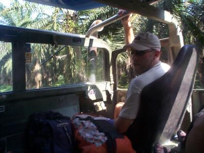 Dave riding shotgun in the Humvee