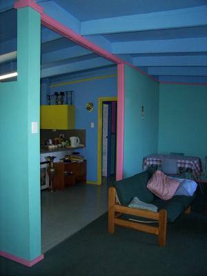 Main lounge & Dining into kitchen (yellow frame door is hallway)