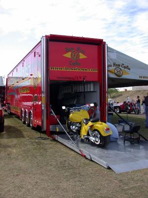 It takes a big truck to transport these big bikes