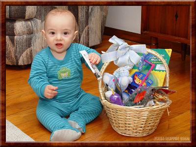 Ian's first easter...look at all the goodies!
