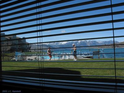 View through blinds of Condo