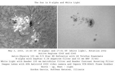 May 3 2003 - Sun in Hydrogen-alpha and White Light