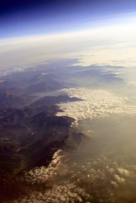 The Alps at Dawn from 30,000 feet