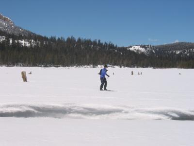 Lynette crossing the lake