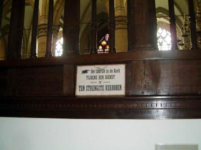 Inside the church. No walking during sermon