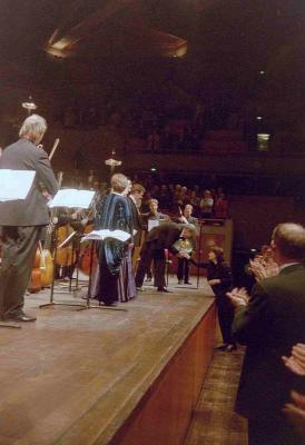 Applause after perfomance. Lady in blue dress is Nancy Argenta