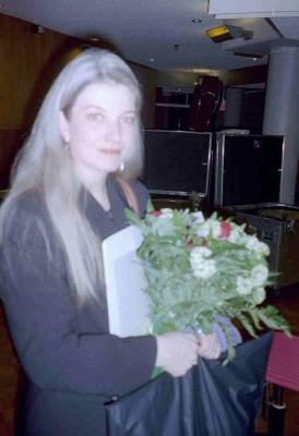 Mara Christina Kiehr (over exposed) with her bouquet