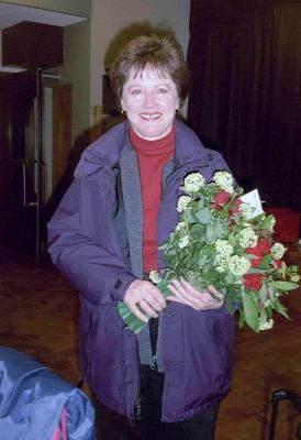 Nancy Argenta with her bouquet