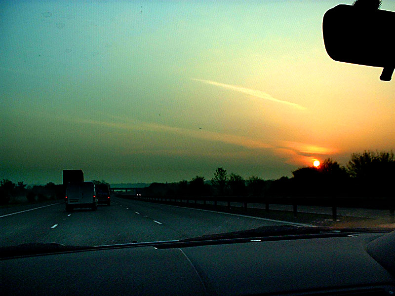 sunrise on the motorway