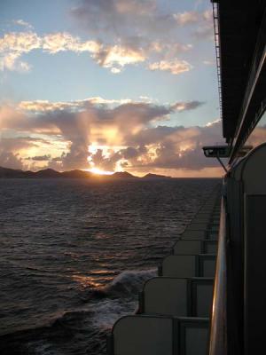 Sunrise approaching St. Maarten