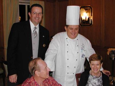 Beniamino Ackler, Matre 'D Hotel and  the Executive Chef meet Arnie and Joyce