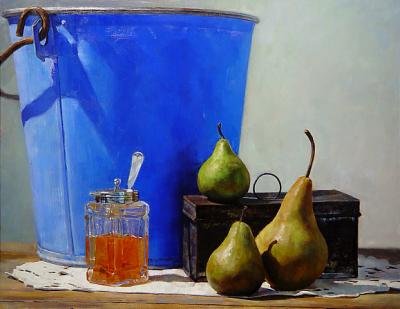 7. Still life with blue pail. 21 x 27