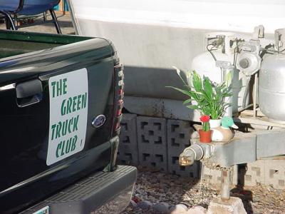 the green truck club and a duck and a cactus