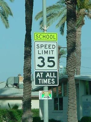 school speed limit 35 MPH at all times